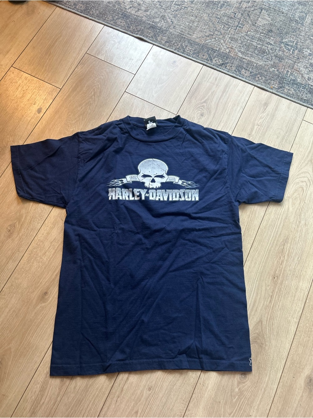 Harley-Davidson Navy Tee with Orange Logo Tag